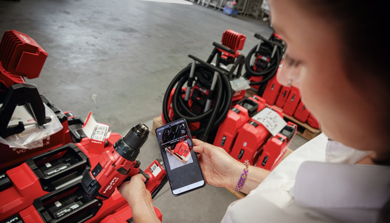 skenovanie označeného stroja Hilti