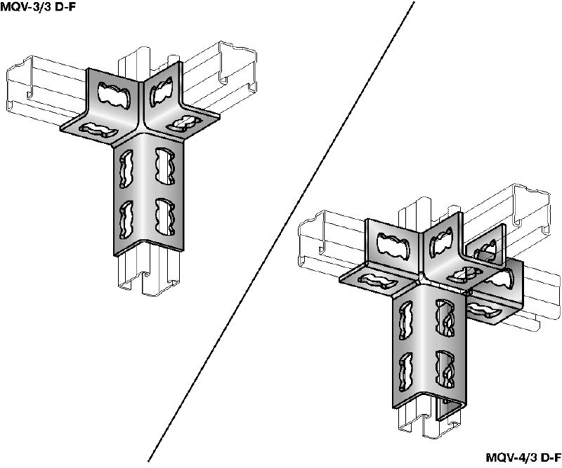 Spojovací čap MQV-3D-F Žiarovo zinkovaný (HDG) spojovací čap pre trojrozmerné konštrukcie
