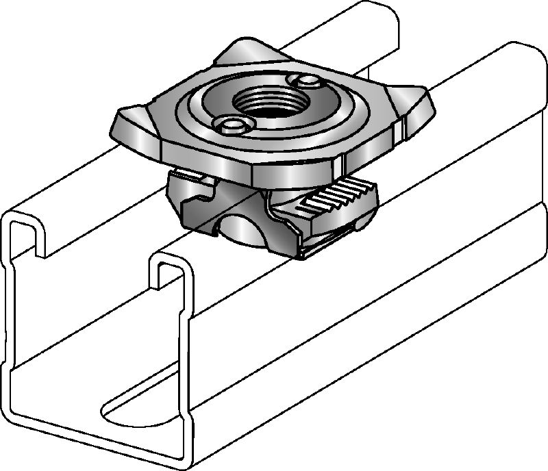 Čap potrubnej objímky MQA-R Čap potrubnej objímky z nehrdzavejúcej ocele na pripojenie závitových komponentov k podperným nosníkom MQ